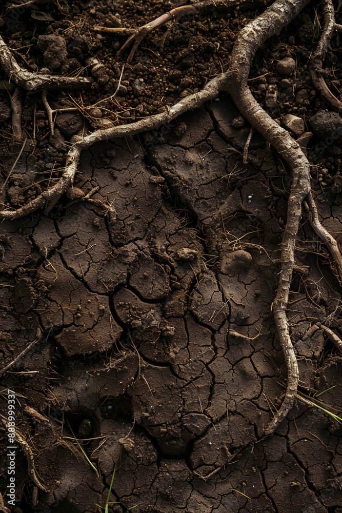 Underground image of tree roots growing in the soil, with empty copy space Generative Ai Underground image of tree roots growing in the soil, with empty copy space Generative Ai