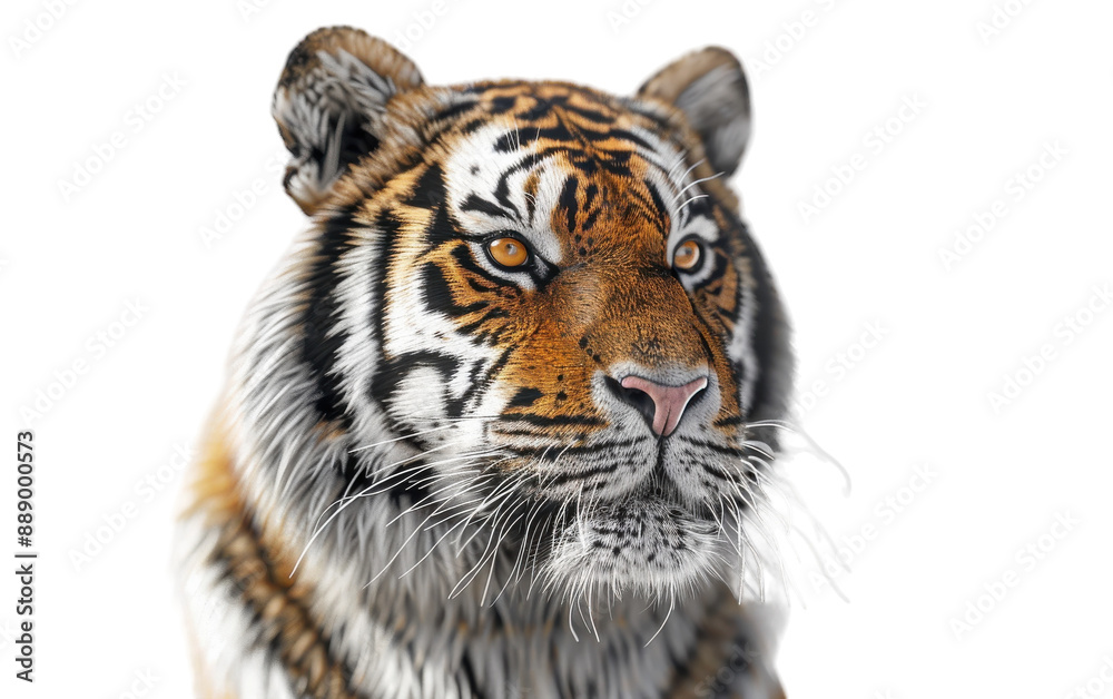 Fototapeta premium A majestic tiger stares directly at the camera, showcasing its powerful presence