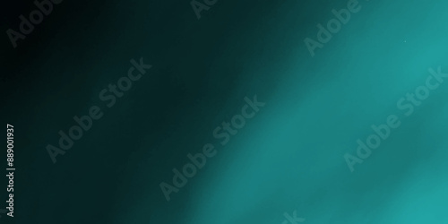 Abstract dark green effect background with free space. A green beam of light shines from above on a dark green finely textured background. teal black , template empty space . 