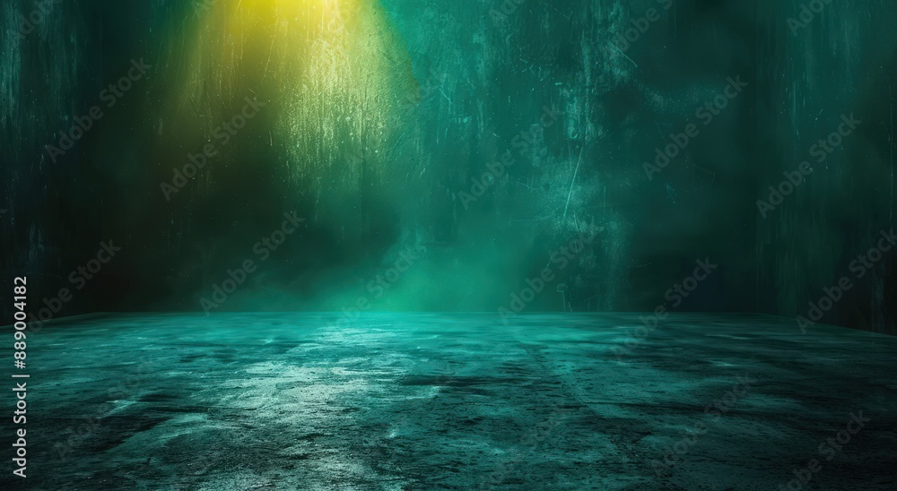 custom made wallpaper toronto digitalMystical Dark Green Background with Blue and Yellow Lights in an Empty Room