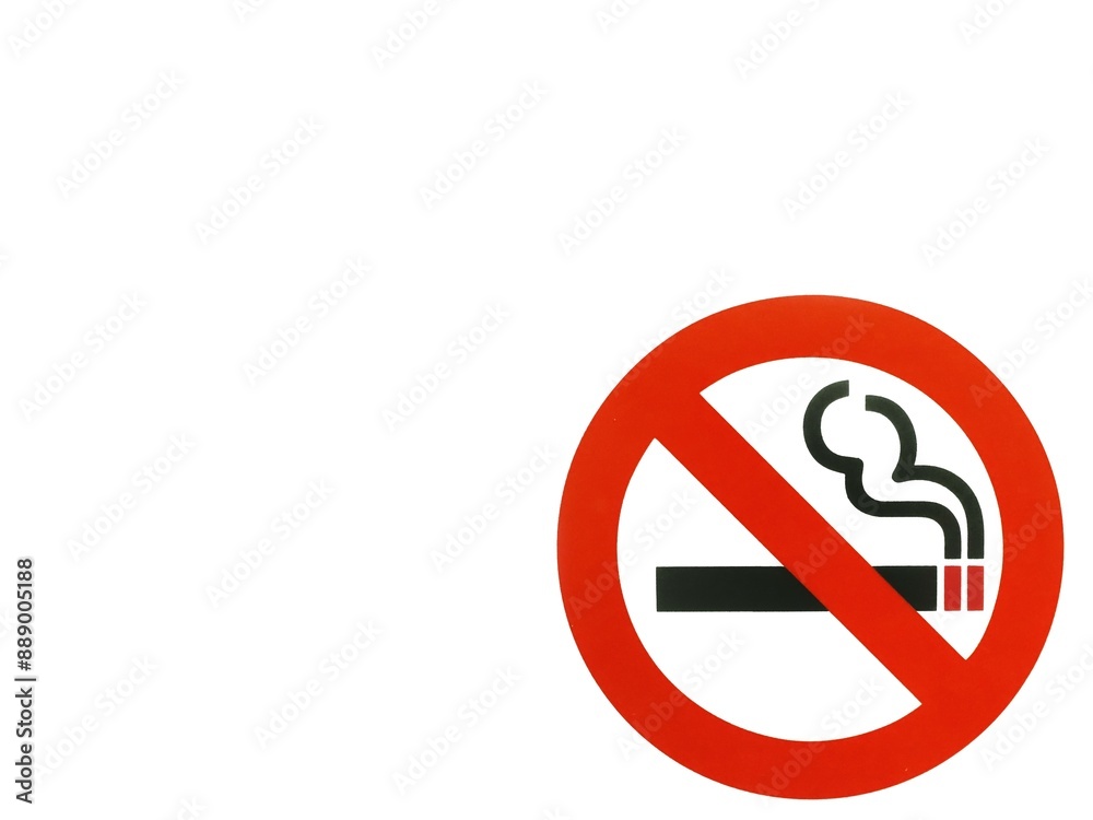 No smoking sign on a white background with ample space for adding personalized text. Simple and minimalistic poster indicating that smoking is prohibited No smoking sign on a white background with ample space for adding personalized text. Simple and minimalistic poster indicating that smoking is prohibited
