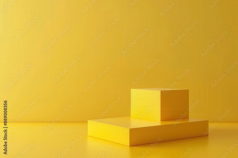 custom made wallpaper toronto digitalMinimalistic 3D Render of Yellow Empty Cube Podium in Bright Room