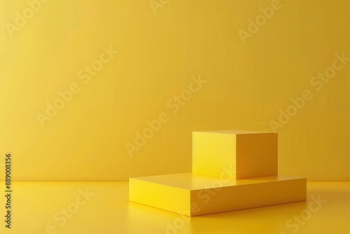 Wallpaper Mural Minimalistic 3D Render of Yellow Empty Cube Podium in Bright Room Torontodigital.ca