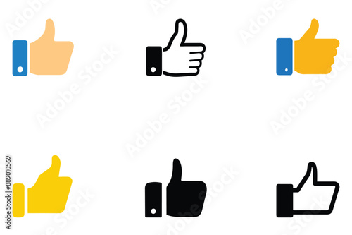 thumps up like hand emoji icon in different stye on white background