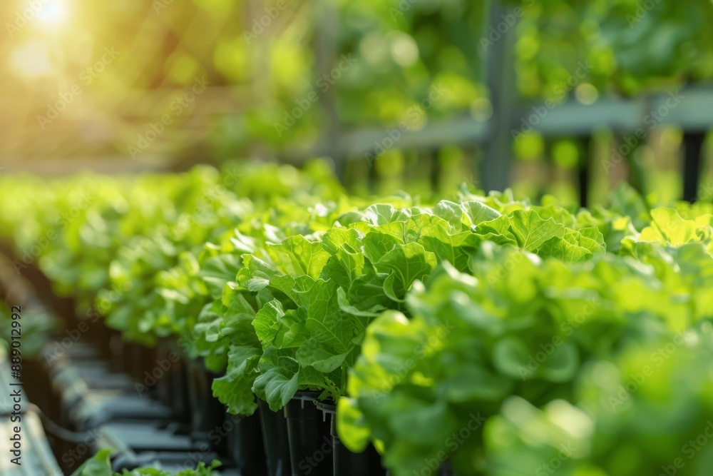 Hydrophonic farm green plants in an urban setting
