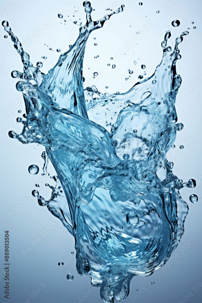 Dynamic water splash captured against a blue background.
Dynamic water splash captured against a blue background.