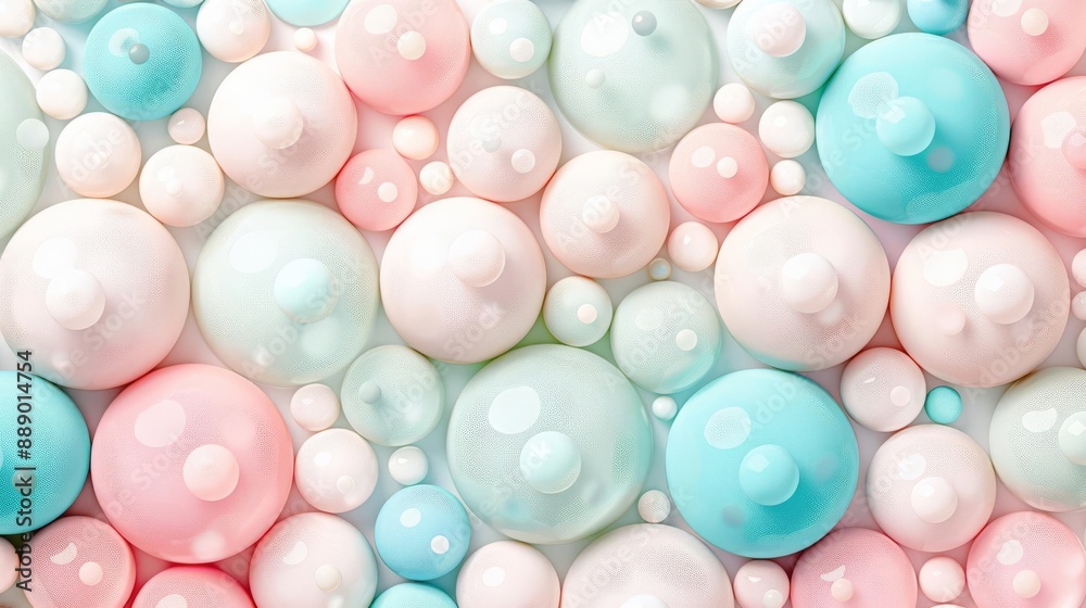 44 Bubbles in pastel colors creating a delicate pattern, organic shapes, soft and whimsical 44 Bubbles in pastel colors creating a delicate pattern, organic shapes, soft and whimsical