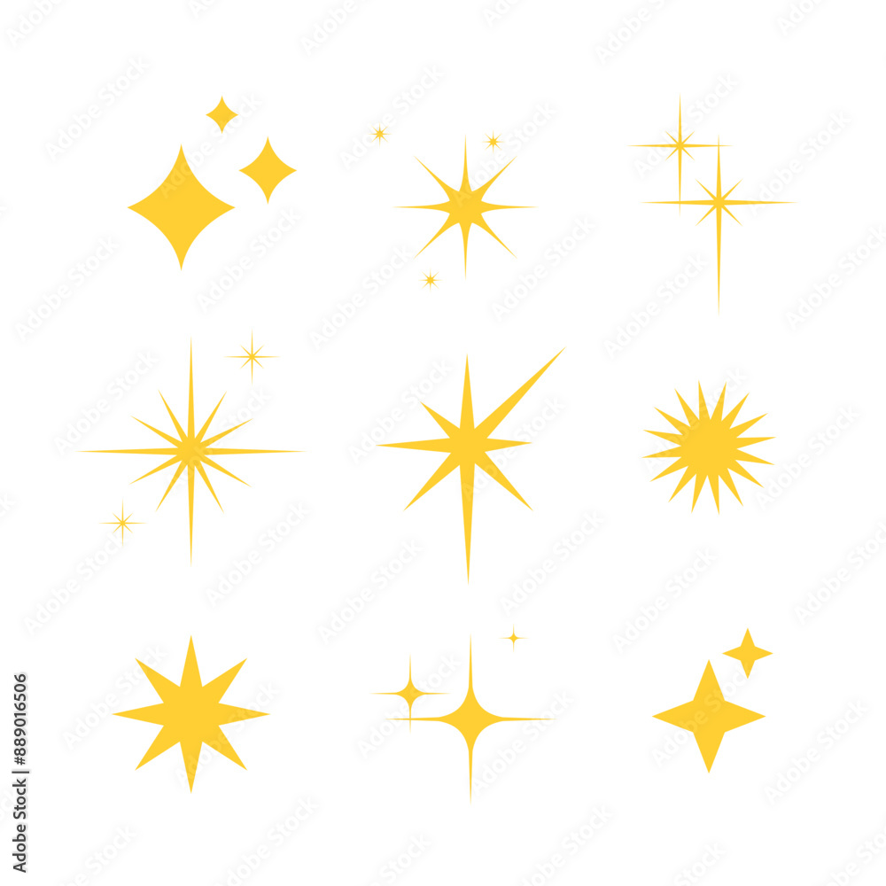Collection of stars and sparkles isolated on white background. Collection of stars and sparkles isolated on white background.