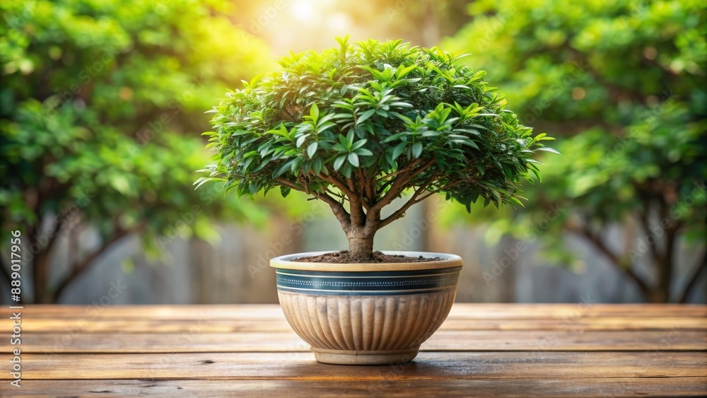 Lush green tree planted in a decorative ceramic pot , gardening, nature, houseplant, indoor, foliage, potted Lush green tree planted in a decorative ceramic pot , gardening, nature, houseplant, indoor, foliage, potted