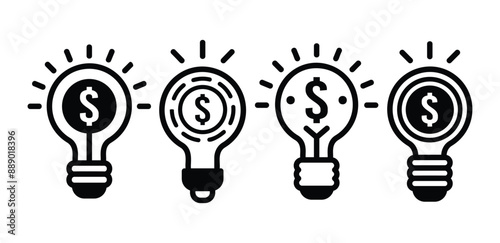 light bulb with dollar symbol financial idea icon sign vector design simple illustration collection set isolated