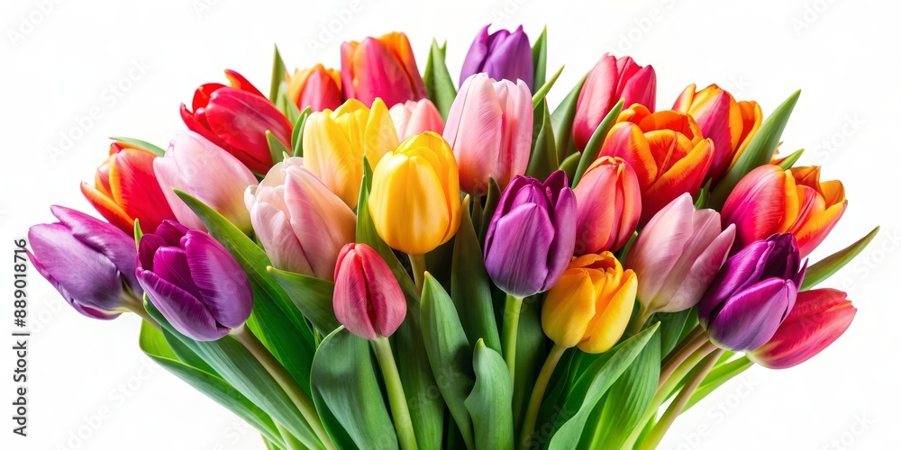 Bouquet of vibrant tulips isolated on white background, tulips, flowers, vibrant, colorful, spring, bloom, isolated, bouquet Bouquet of vibrant tulips isolated on white background, tulips, flowers, vibrant, colorful, spring, bloom, isolated, bouquet