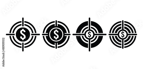 funds hunting symbol icon vector design black white color simple illustration collection set isolated