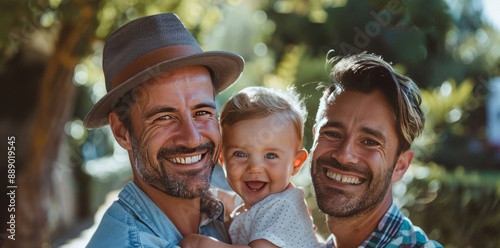 Happy Family Portrait in a Park on a Sunny Day