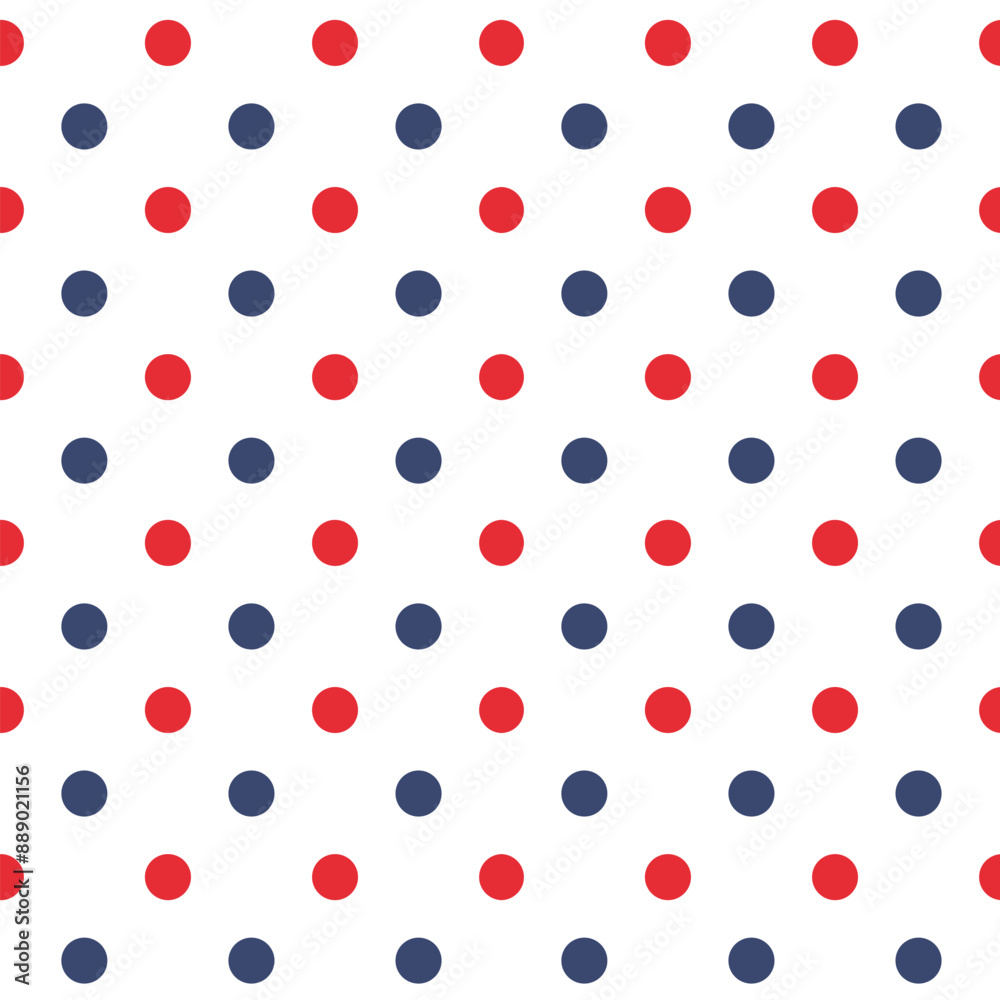 Polka Dot pattern, red and blue dots on white background, seamless texture Polka Dot pattern, red and blue dots on white background, seamless texture