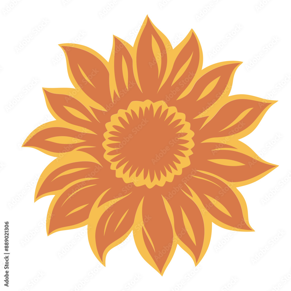 A large orange sunflower with vibrant petals against a white background A large orange sunflower with vibrant petals against a white background