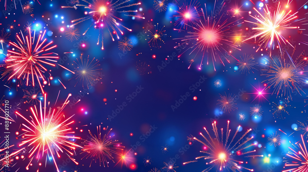 Festive fireworks exploding in the night sky, background greeting card Festive fireworks exploding in the night sky, background greeting card