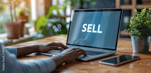 Person Typing Sell on Laptop at a Table With Plants