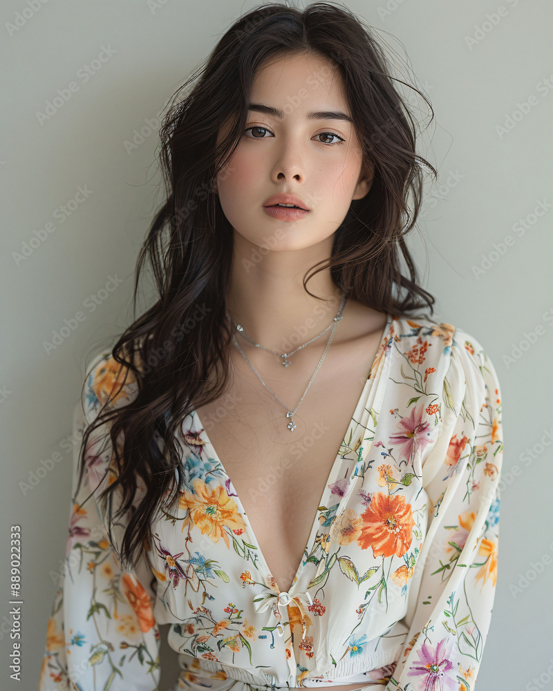 Radiant Beauty Portrait: A young Asian woman exudes natural beauty with flawless skin and a captivating smile. Her delicate features and soft, warm glow captivate the viewer, creating a timeless image Radiant Beauty Portrait: A young Asian woman exudes natural beauty with flawless skin and a captivating smile. Her delicate features and soft, warm glow captivate the viewer, creating a timeless image