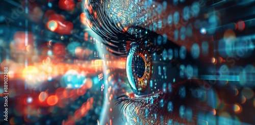 Close Up of a Digital Eye With Bright Lights and Bokeh