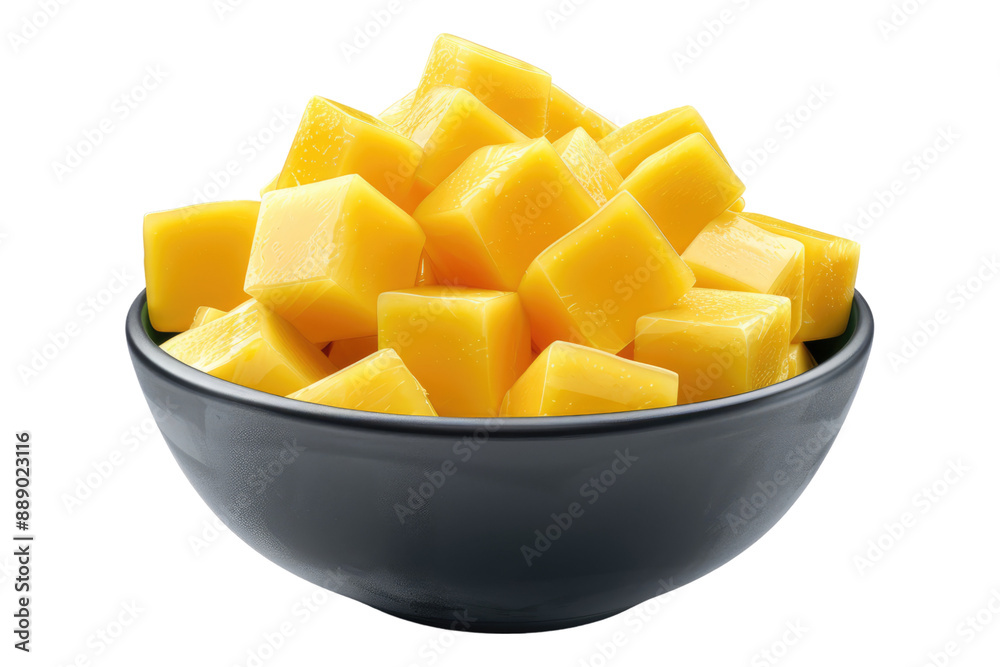 Mango cubes in bowl isolated on transparent background Mango cubes in bowl isolated on transparent background