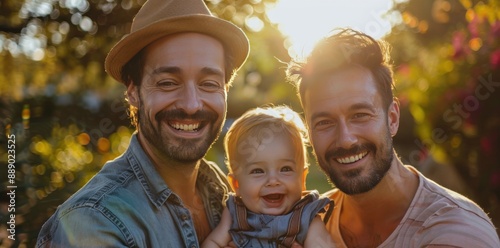 Happy Family Portrait in a Park on a Sunny Day