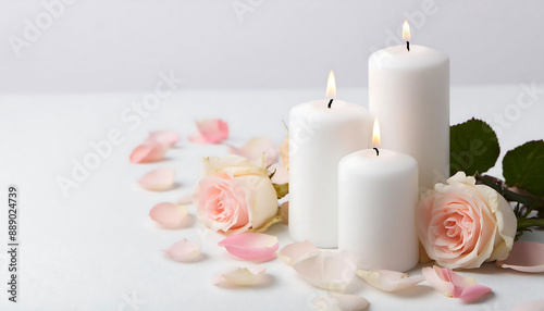 candle and rose petals