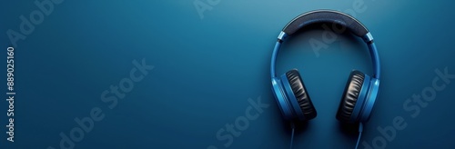 Blue Headphones On Blue Background