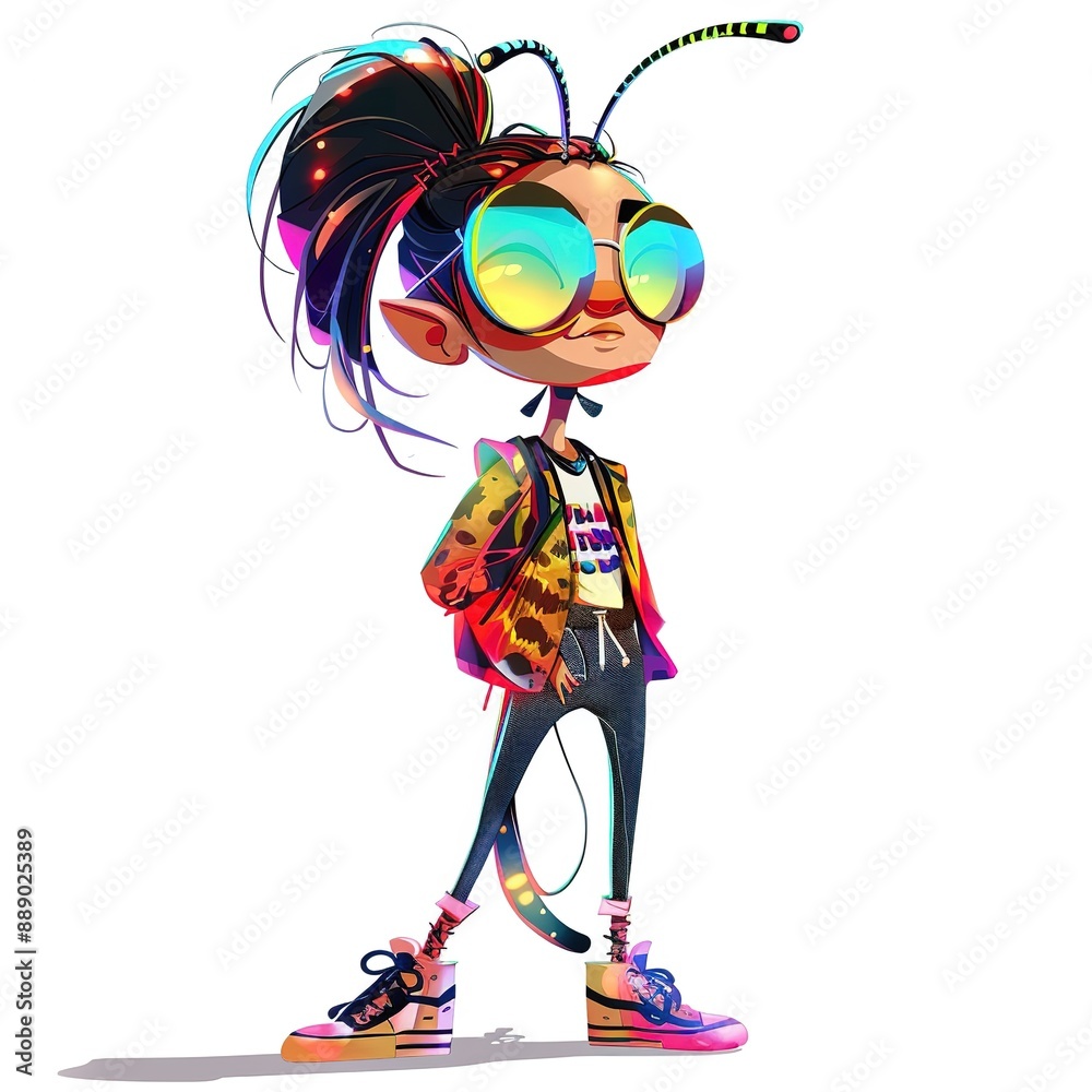 Glowworm Tomboy fashion cartoon isolated whitebackground Glowworm Tomboy fashion cartoon isolated whitebackground