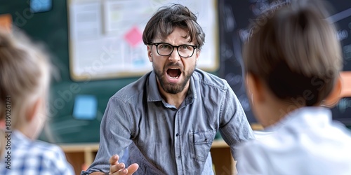Angry teacher in class having freak out 