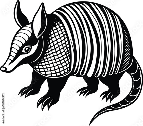 Armadillo silhouette vector art illustration White Background Free Download