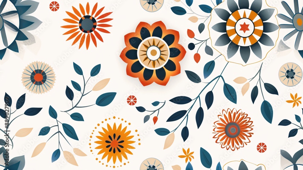 Seamless pattern vibrant mandala with intricate designs Seamless pattern vibrant mandala with intricate designs