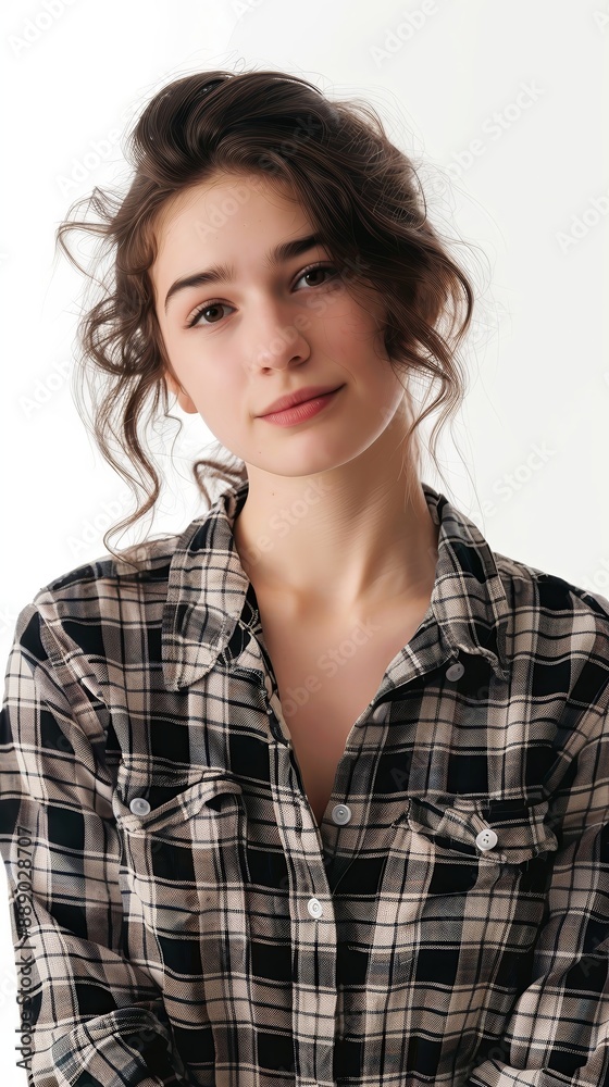 European woman in a plaid shirt looking casual whi 303 woman, beauty, person, face, hair, smiling, smile, people, teenager, one, brunette, business, model, looking, teen, studio, lady, fashion, long, European woman in a plaid shirt looking casual whi 303 woman, beauty, person, face, hair, smiling, smile, people, teenager, one, brunette, business, model, looking, teen, studio, lady, fashion, long,