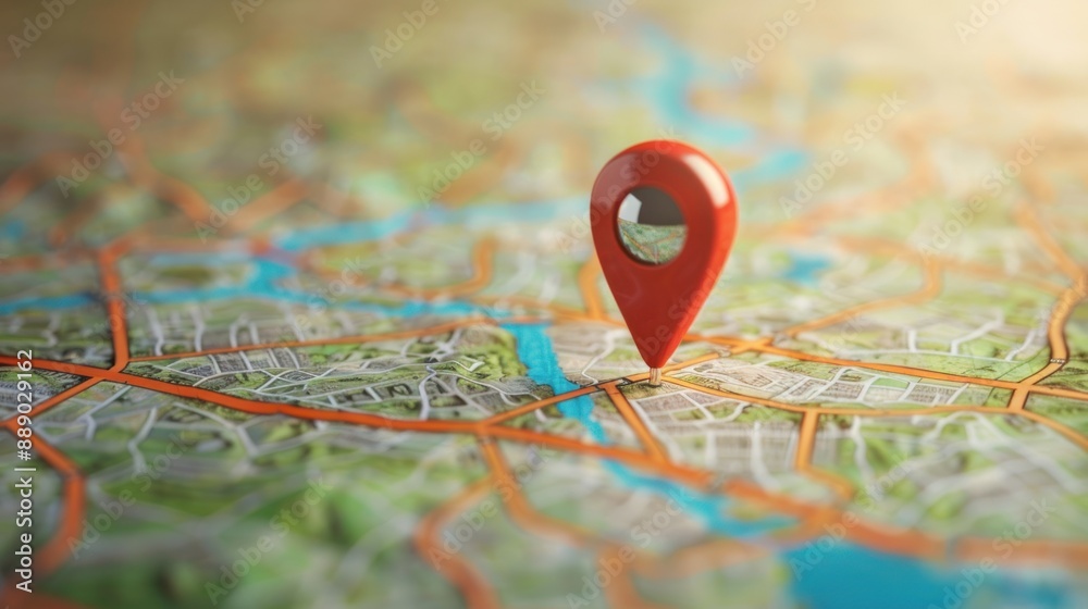 Pins are placed on the map and indicate locations Pins are placed on the map and indicate locations