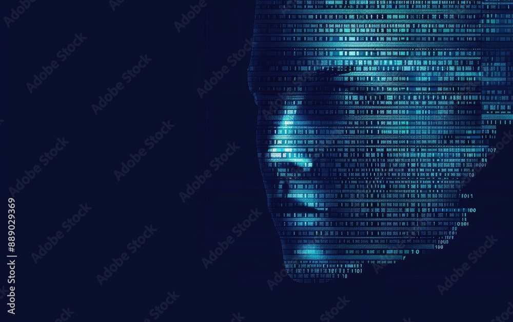 Digital Face Made of Binary Numbers Digital Face Made of Binary Numbers