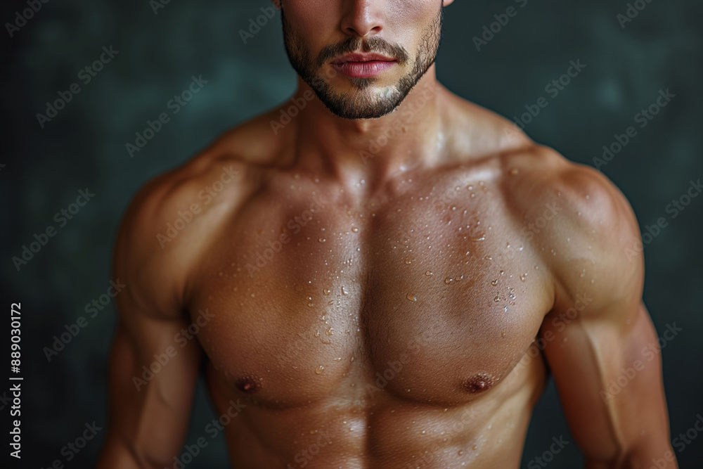 Muscular man with intense gaze and tousled hair. Muscular man with intense gaze and tousled hair.