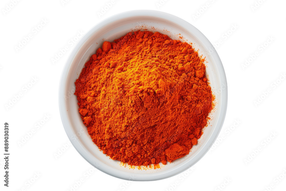 Paprika powder in white bowl isolated on transparent background Paprika powder in white bowl isolated on transparent background