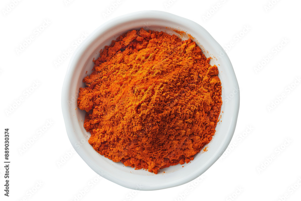 Paprika powder in white bowl isolated on transparent background Paprika powder in white bowl isolated on transparent background