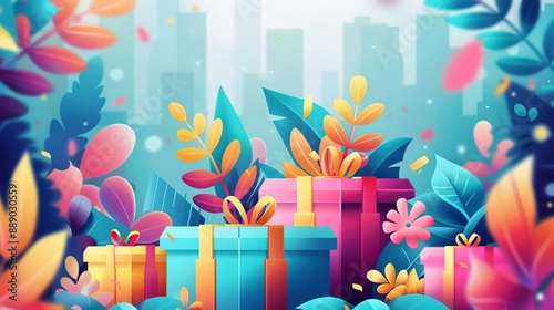 Sweet savings, bright promotional banner, flat design illustration