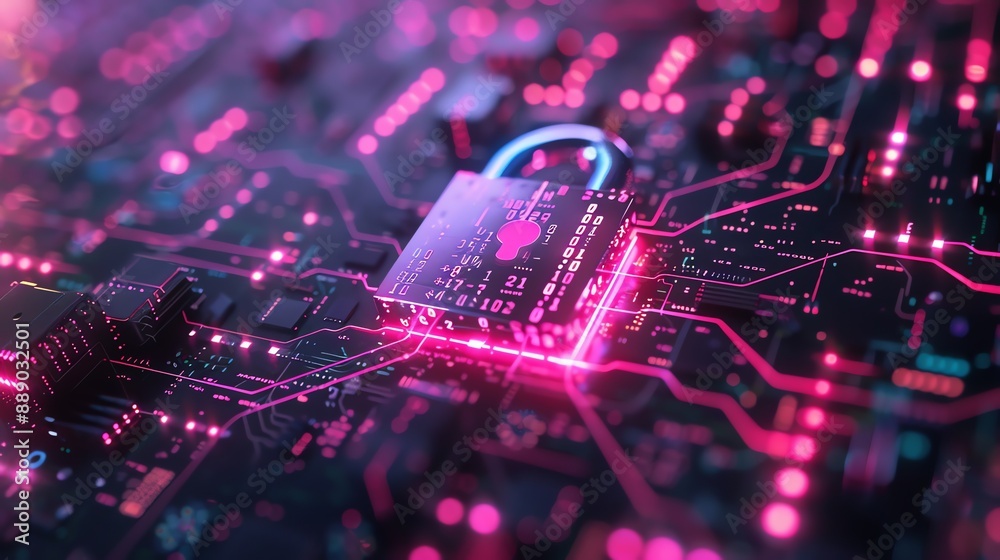 Cyber Security Concept with a Padlock on a Circuit Board. Cyber Security Concept with a Padlock on a Circuit Board.