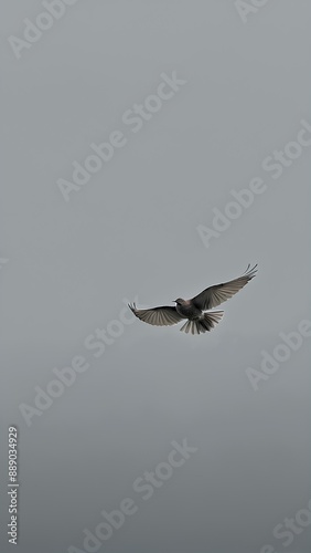 seagull flying in the sky, A bird in gray sky, quiet, iPhone wallpaper, Galaxy wallpaper, wallpaper, high definition wallpaper