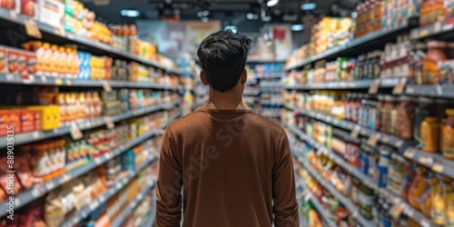 Wallpaper Mural A casual style man in a supermarket, back view Torontodigital.ca