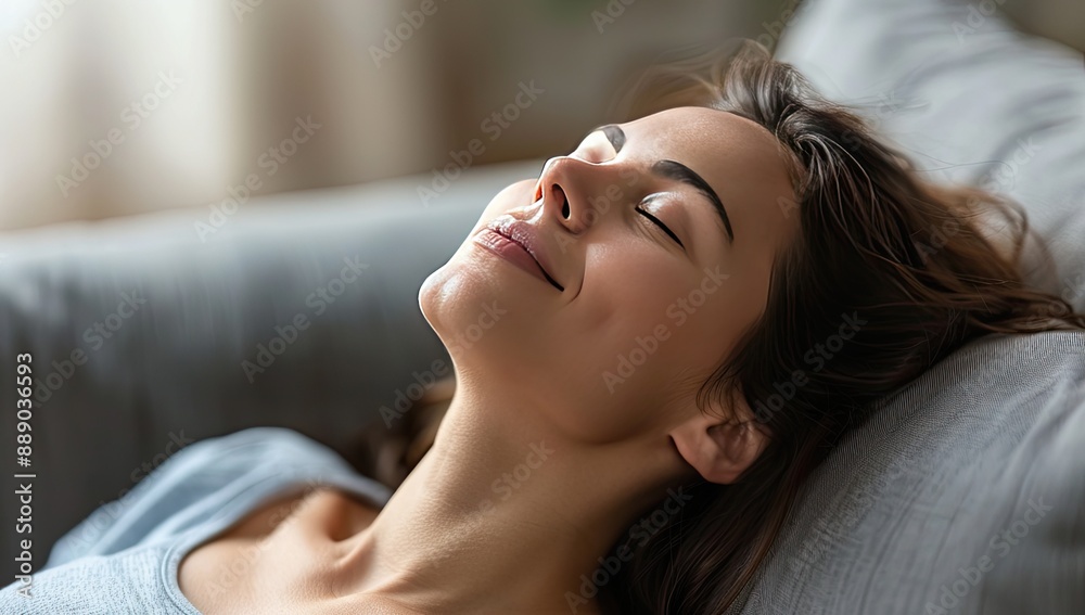 Serene Moment of Woman Resting Indoors Serene Moment of Woman Resting Indoors