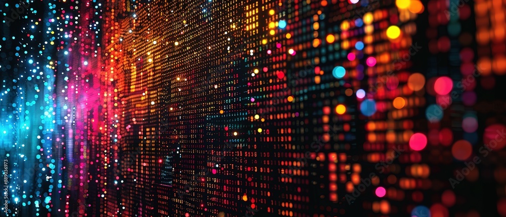 Obraz premium Glowing binary code on a dark background