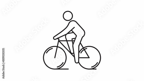 Man is riding with bicycle icon animation, Pictogram man is riding a bicycle, Riding bicycle icon isolated sign symbol looped animation. 