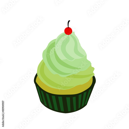 matcha cup cake, Matcha dessert. Vector illustration. hand drawing. 