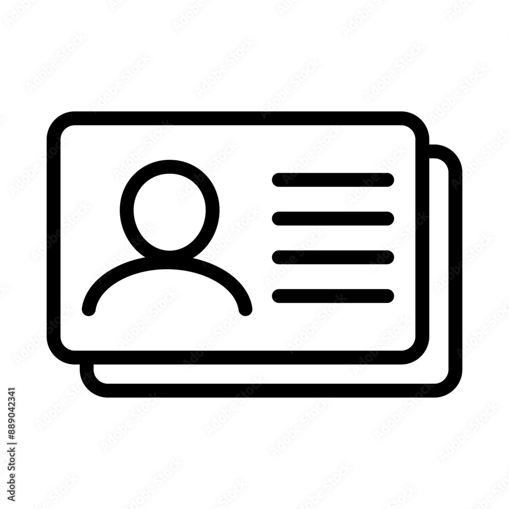 ID Card icon. Employee clerk card, driver license, Identification card, staff identification card symbol. Design for website and mobile app. ID Card icon. Employee clerk card, driver license, Identification card, staff identification card symbol. Design for website and mobile app.