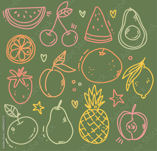 vector set of fruit