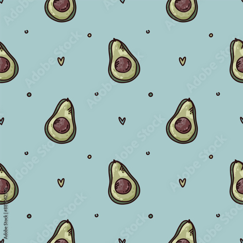 vector seamless pattern with avocado
