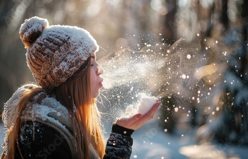 Blowing Snowflakes on a Winter Day