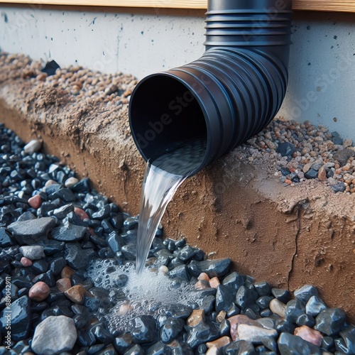 Close up of household waste disposal pralon pipe photo